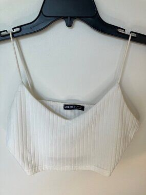 Worn Shein White Short Crop with Skinny Straps Size S